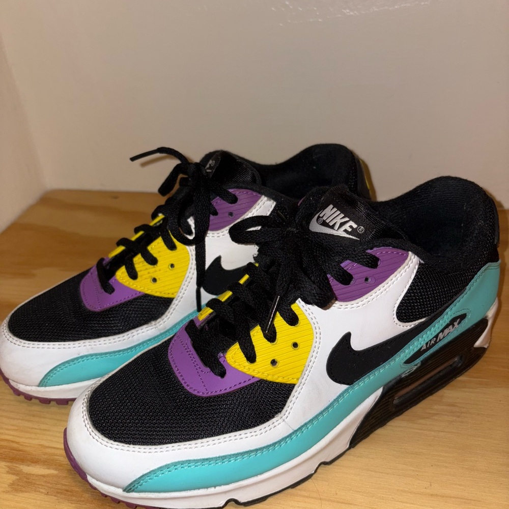 Nike Black, Purple, Yellow, and Teal Sneakers